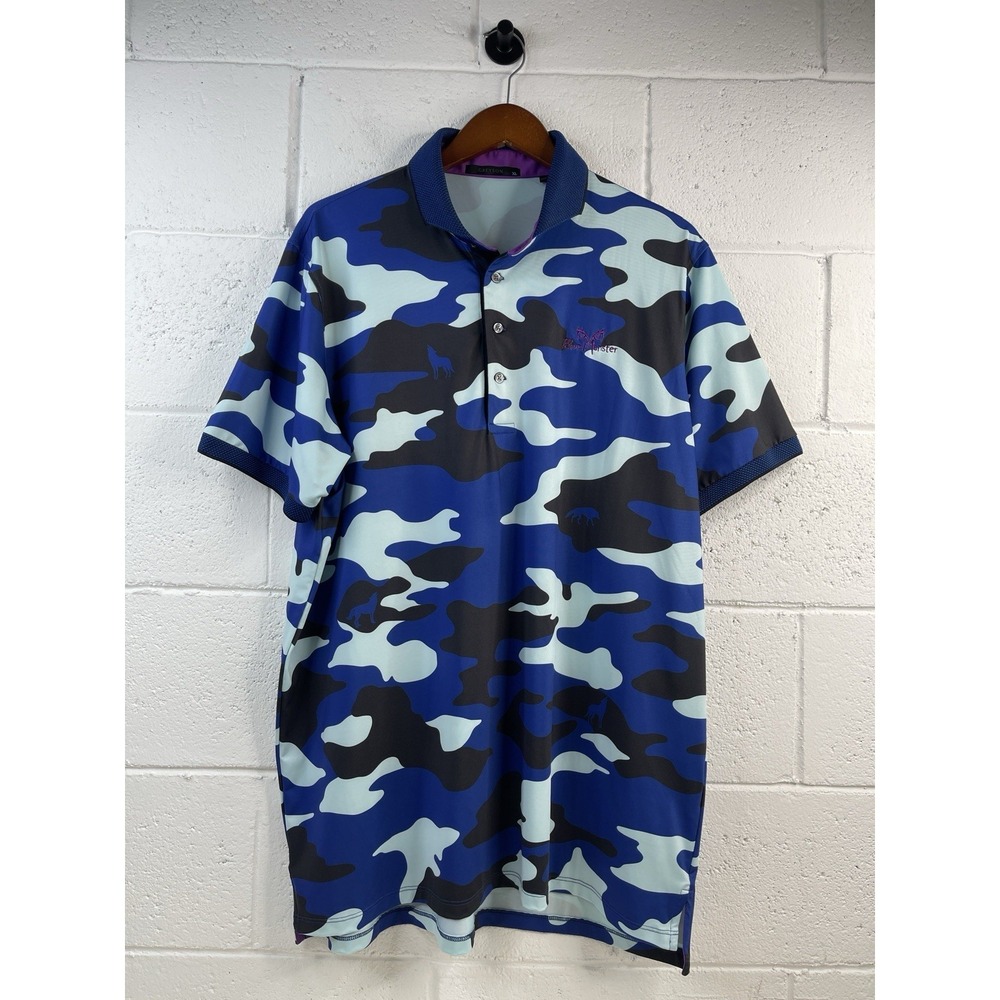 Greyson X Blue Monster Collab Campscape  Pattern Golf Polo Mens XL "LIMITED" EUC